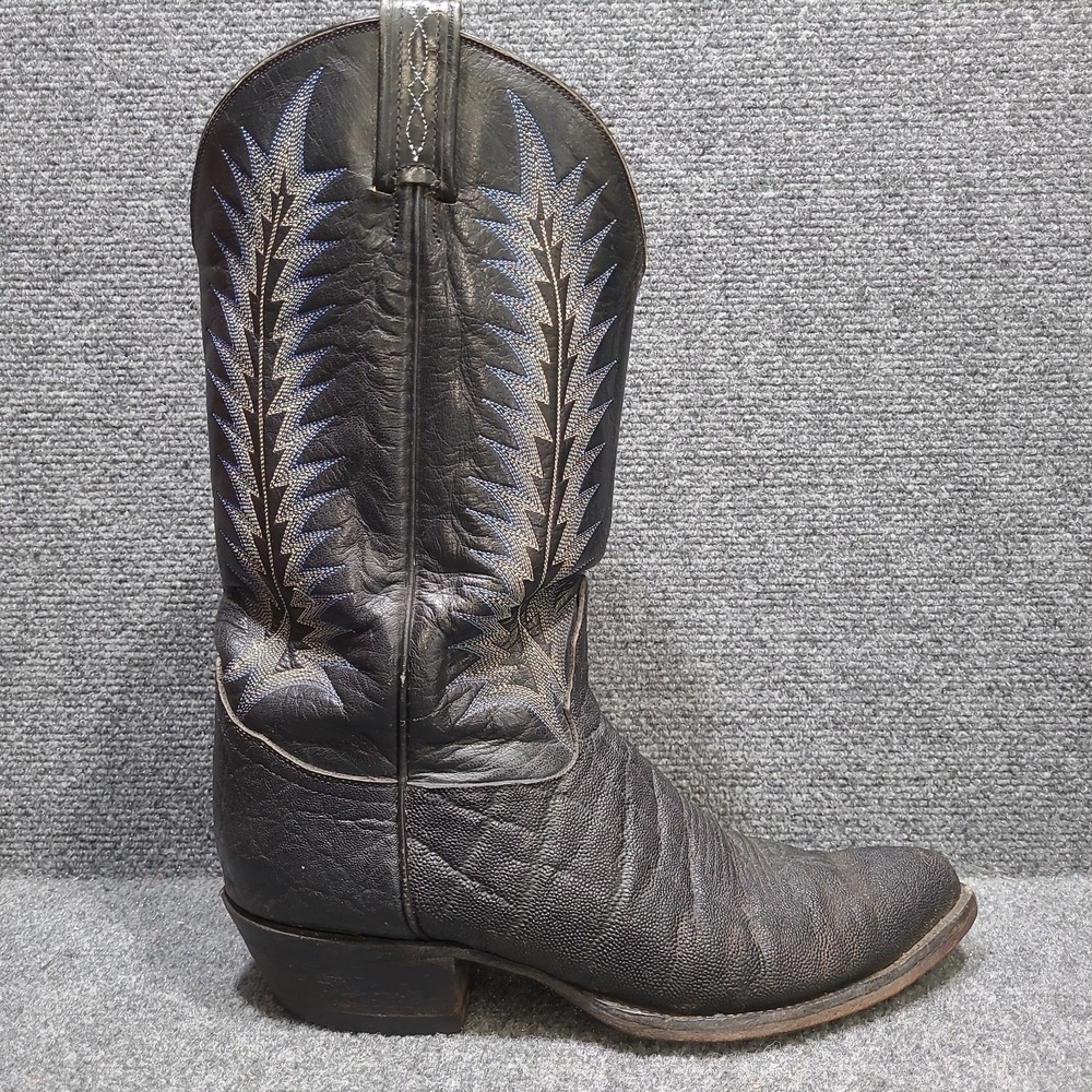 Vintage Tony Lama Cowboy Boots Gold Label Exotic Hide 8614 Black Men's11 D - Picture 6 of 15